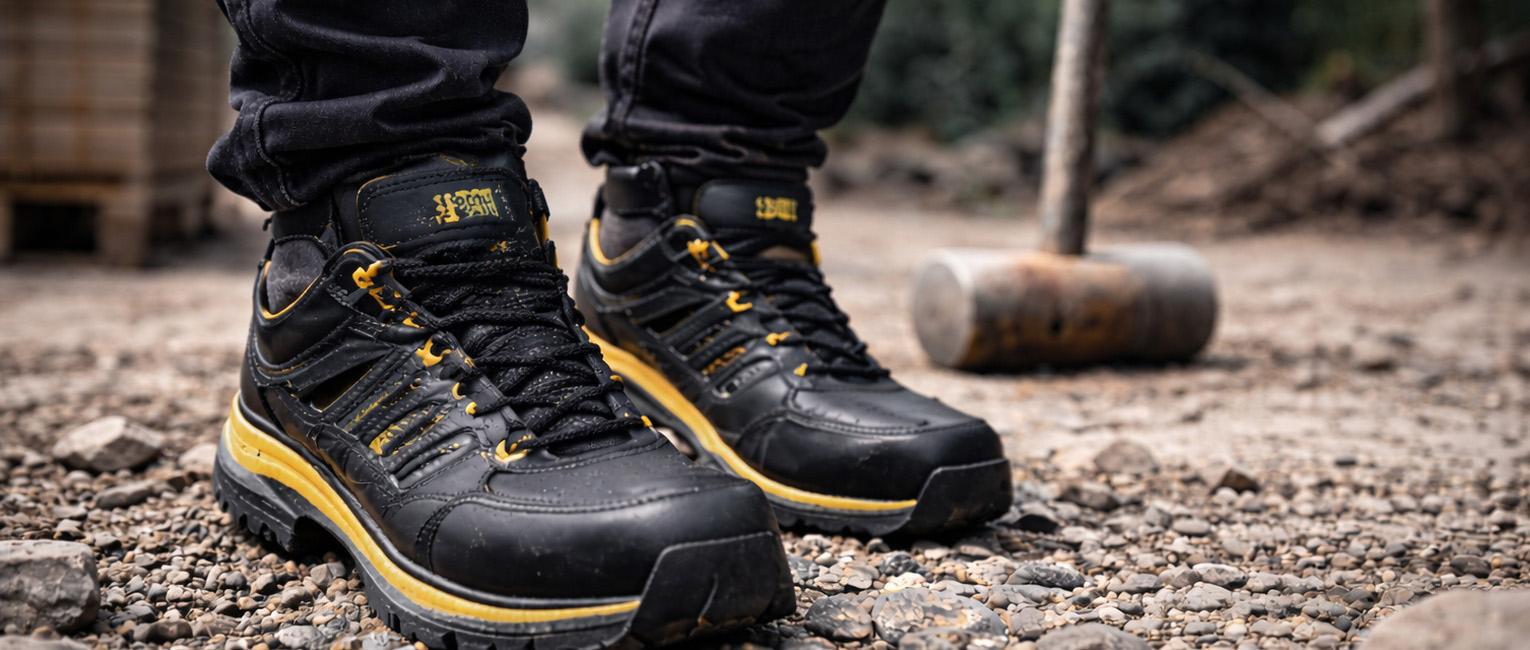Strong, comfortable, and reliable safety work shoes.