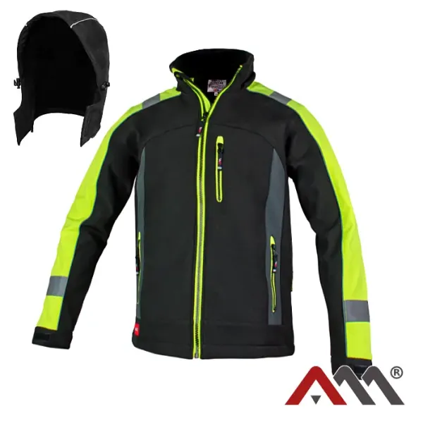 CLASSWORK Yellow jól láthatósági softshell munkavédelmi dzseki (320 g/m²) - 1. kép