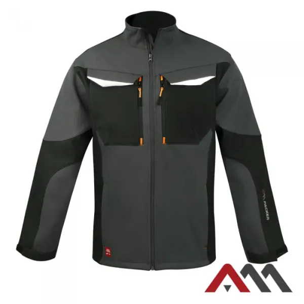 PACKER Grey szürke softshell munkavédelmi dzseki (9 zseb, 320 g/m²) - 1. kép