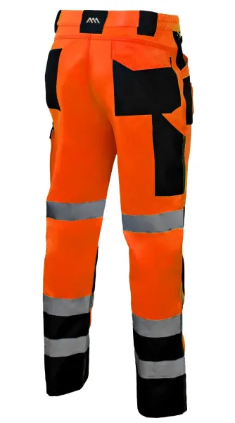 FLASH Orange jól láthatósági derekas munkásnadrág – hátnézet