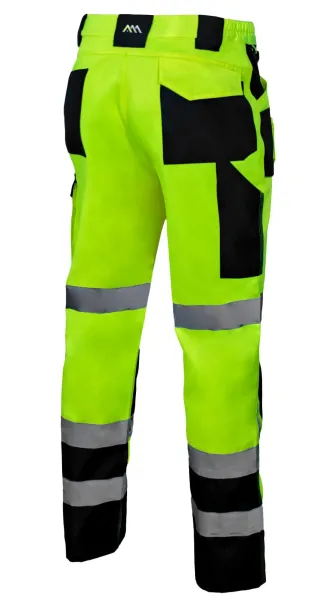 FLASH Yellow jól láthatósági derekas munkásnadrág – hátnézet