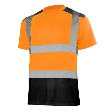 T-Ref 2 Orange/Black jól láthatósági munkavédelmi póló - elölnézet